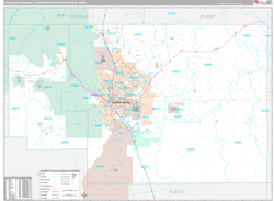 Colorado Springs Metro Area Wall Map Premium Style 2024